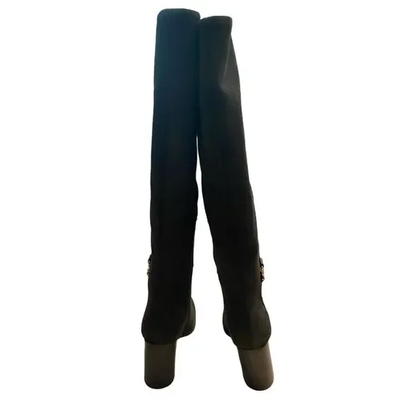 Coach Ollie Suede Leather Knee High Boots Block Heel Studded Cowboy Western 5.5